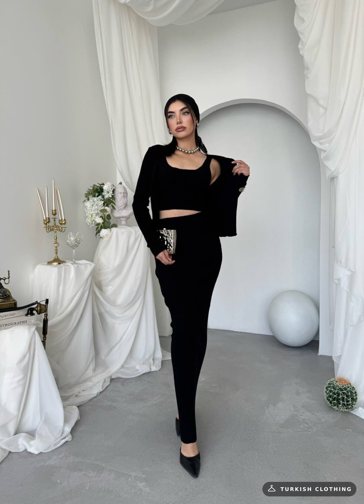 Fersa Triple Team — Black in Knitwear – side view, wholesale Women's Dresses from Türkiye