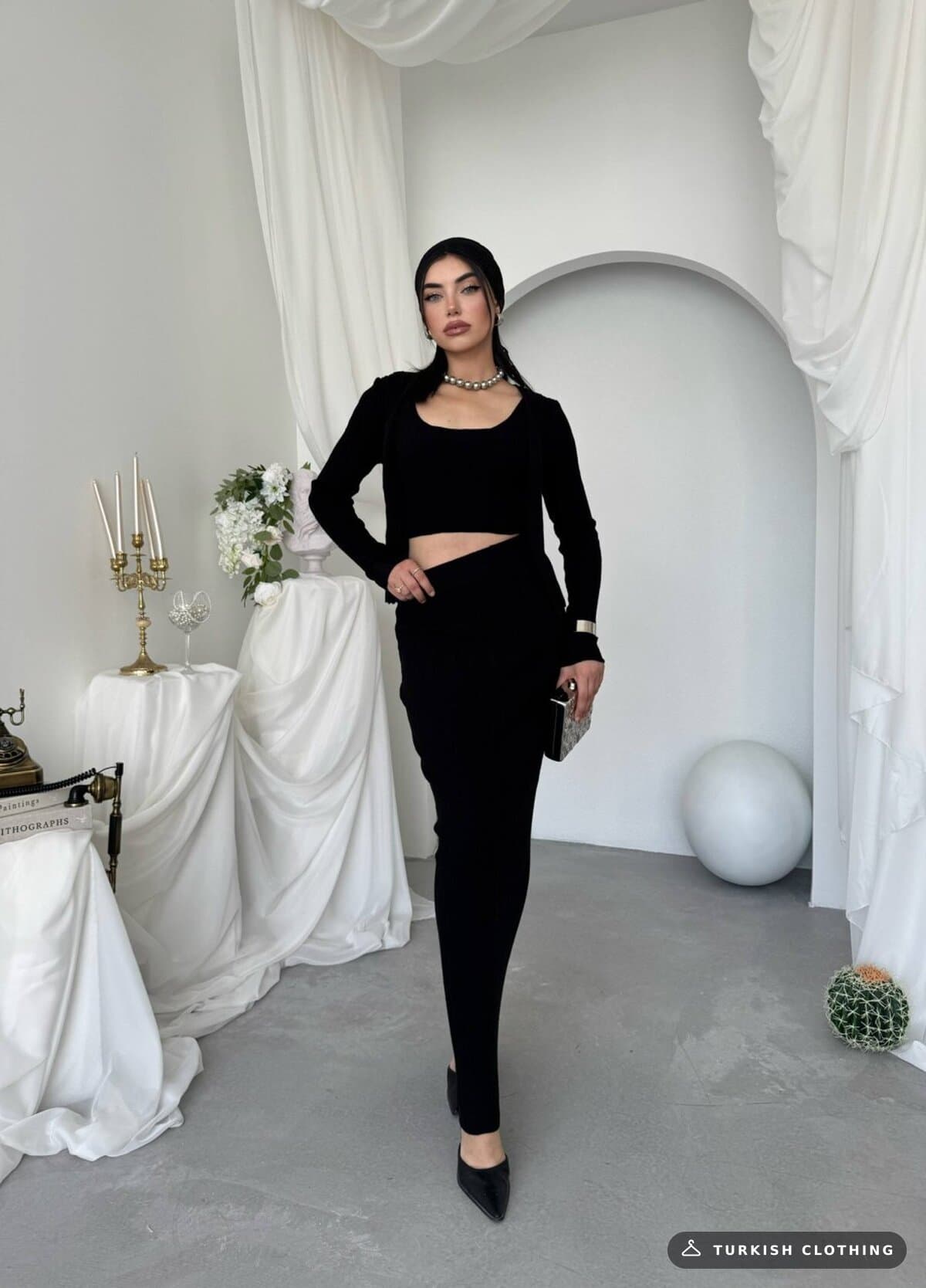 Fersa Triple Team — Black in Knitwear – styling detail, wholesale Women's Dresses from Türkiye