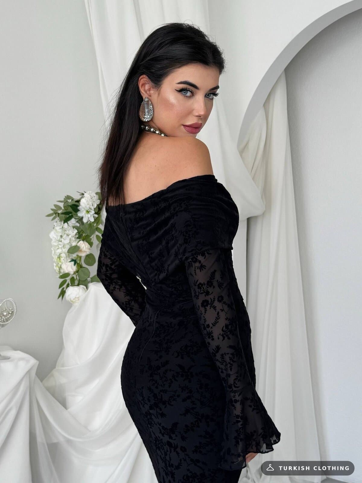 Juer Strapless Dress — Black in Imported – styling detail, wholesale Women's Dresses from Türkiye