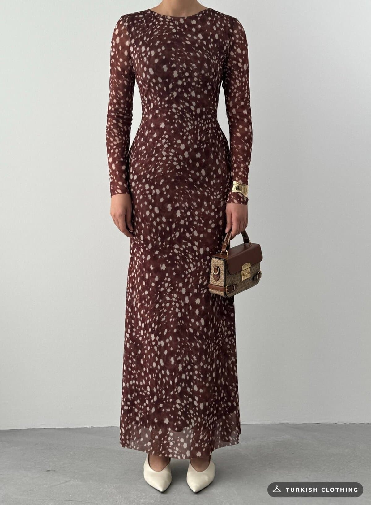 Kalmes Midi Dress — Leopard in Tulle – flat lay, wholesale Women's Dresses from Türkiye
