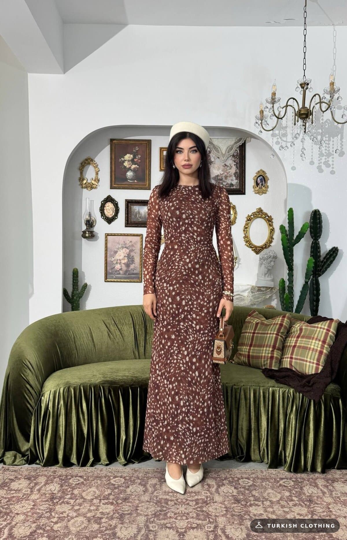 Kalmes Midi Dress — Leopard in Tulle – fabric detail, wholesale Women's Dresses from Türkiye