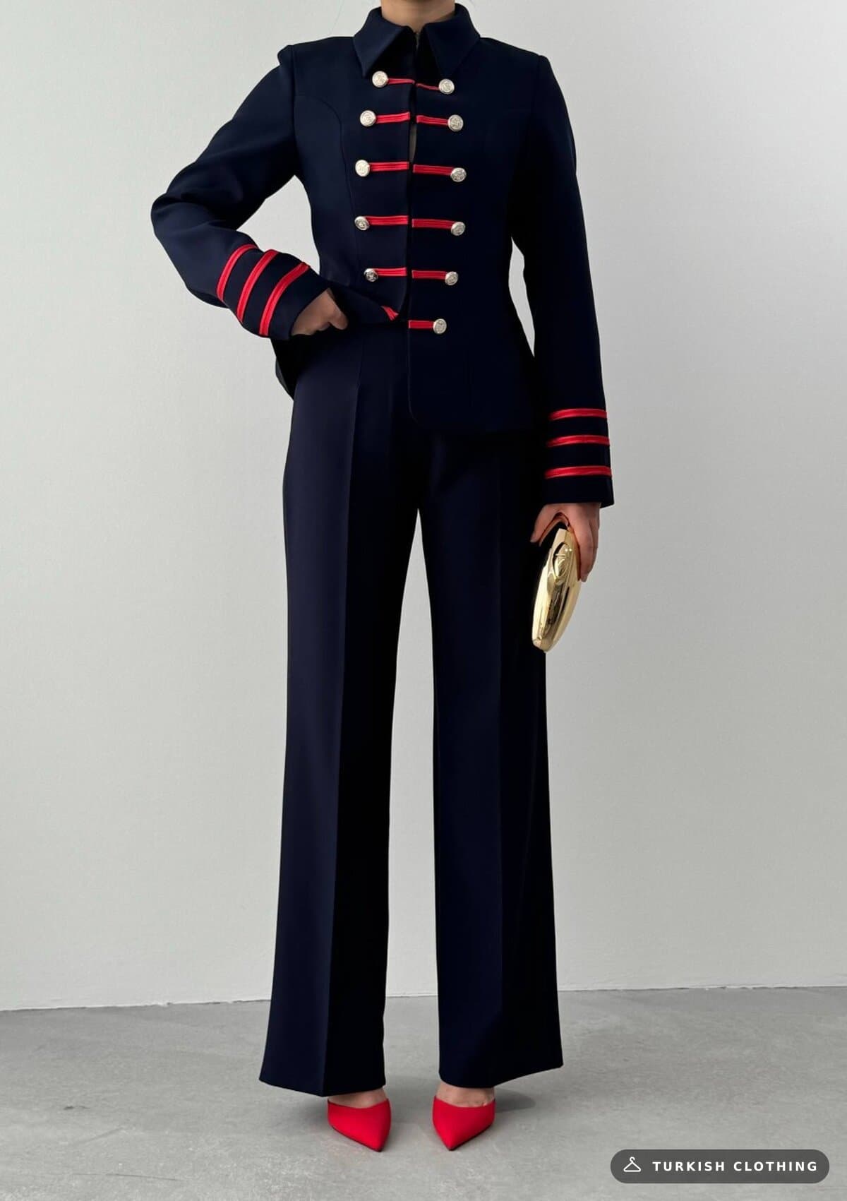 Munan Double Team — Navy in Satin – fabric detail, wholesale Women's Dresses from Türkiye