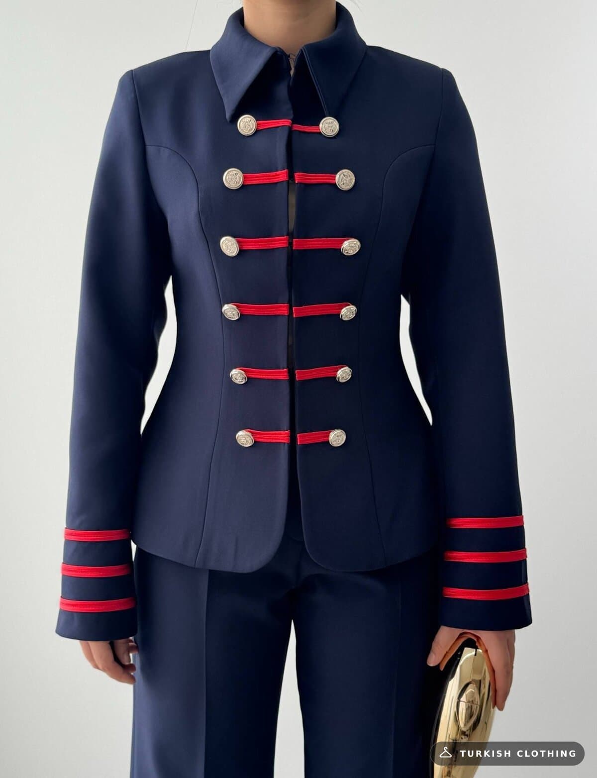 Munan Double Team — Navy in Satin – full-length view, wholesale Women's Dresses from Türkiye