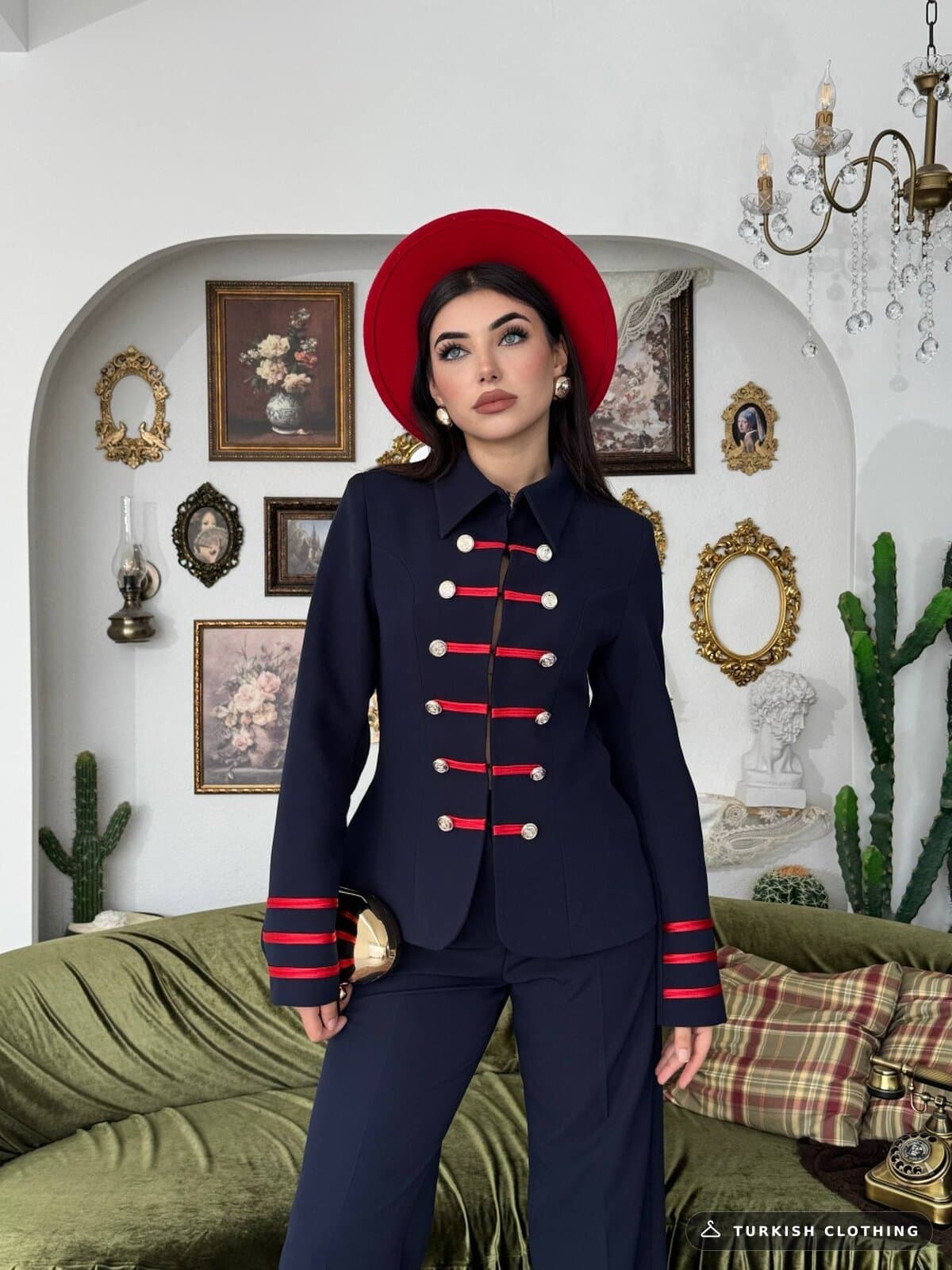 Munan Double Team — Navy in Satin – close-up detail, wholesale Women's Dresses from Türkiye