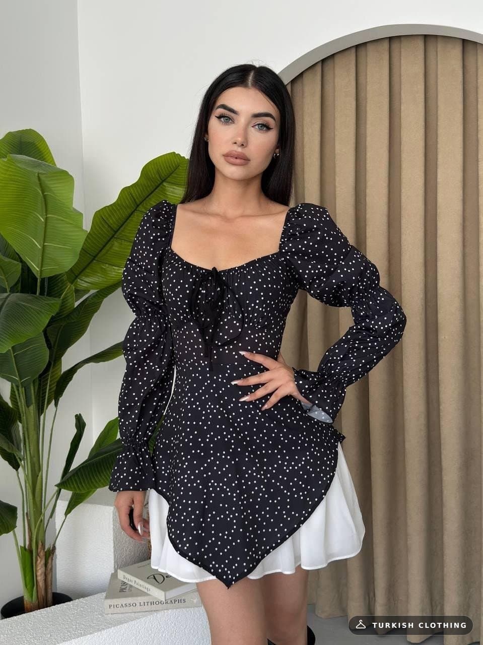 Bristol Sleeve Elastic Mini Dress — Black – wholesale Women's Dresses by Etika, Turkish clothing manufacturer
