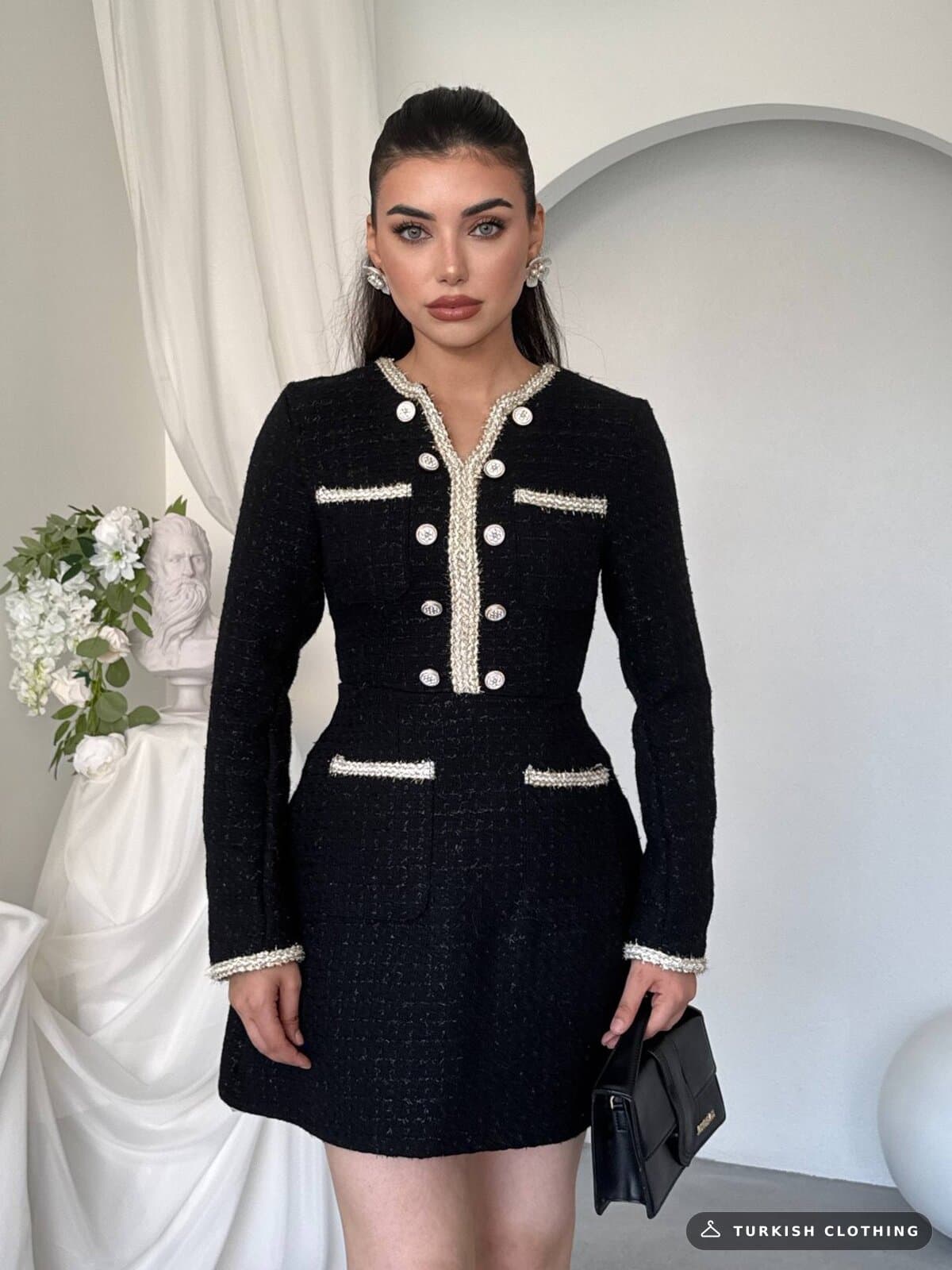Cernas Pocket Detailed Dress — Black in Chanel – wholesale Women's Dresses by Etika, Turkish clothing manufacturer