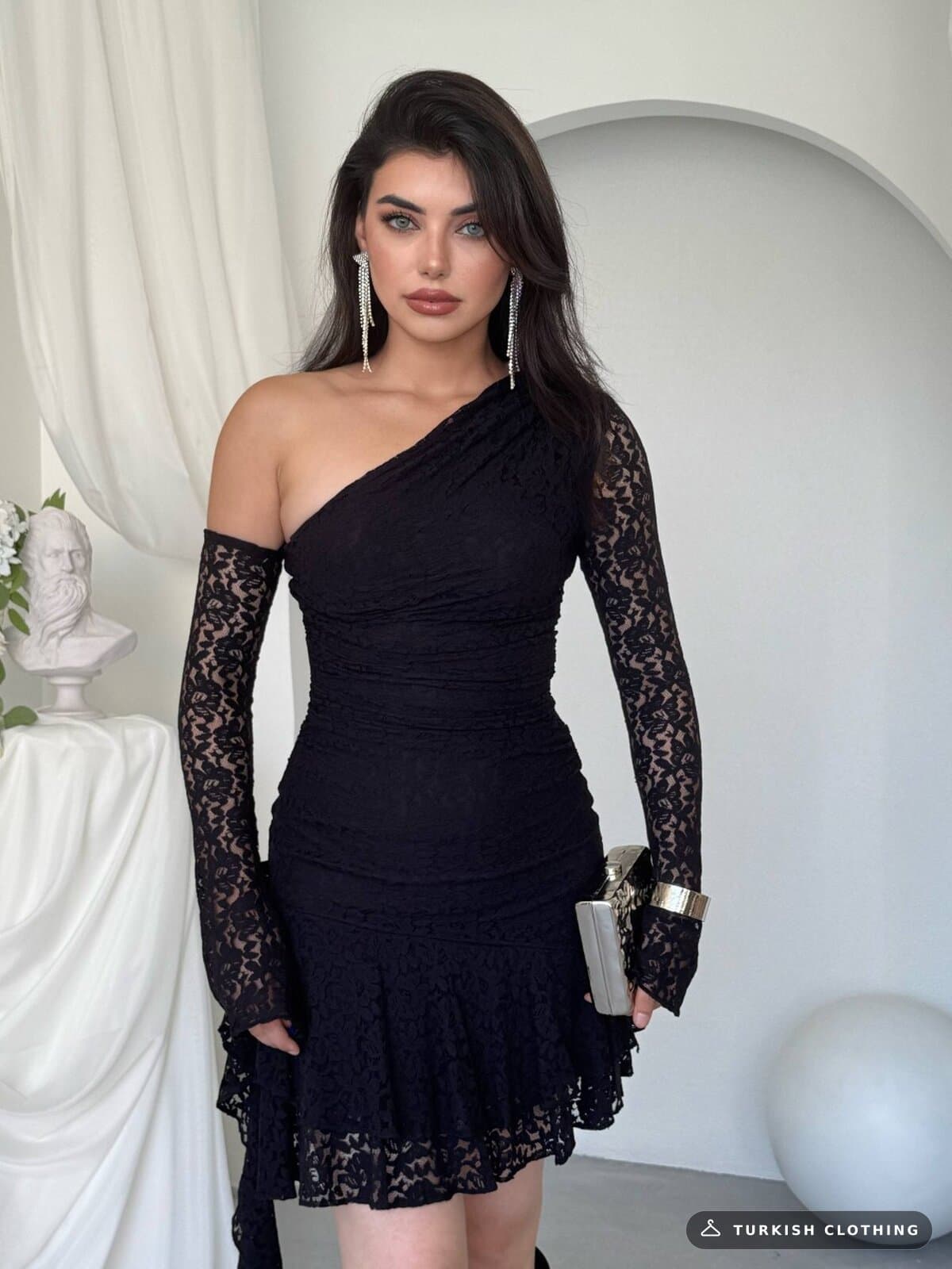 Desam Mini Dress — Black in Lace – wholesale Women's Dresses by Etika, Turkish clothing manufacturer