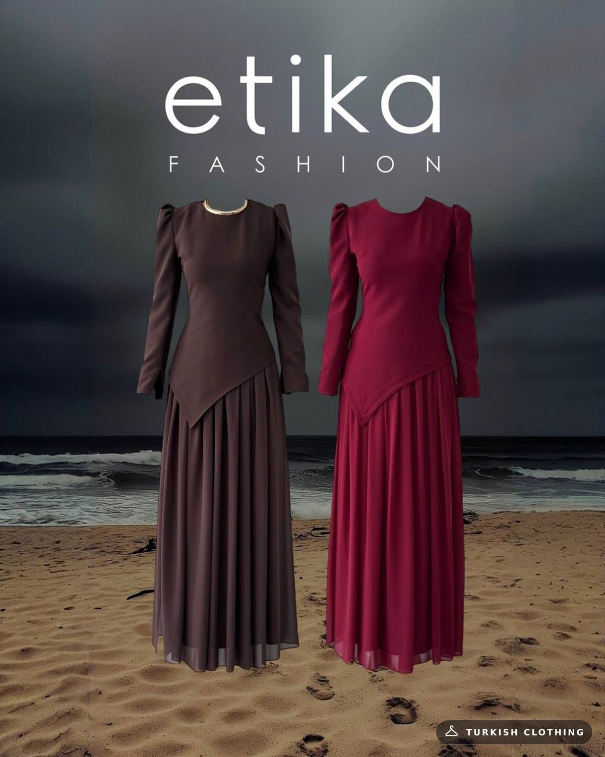 Elor Asymmetrical Draped Dress — Burgundy in Satin - chiffon – wholesale Women's Dresses by Etika, Turkish clothing