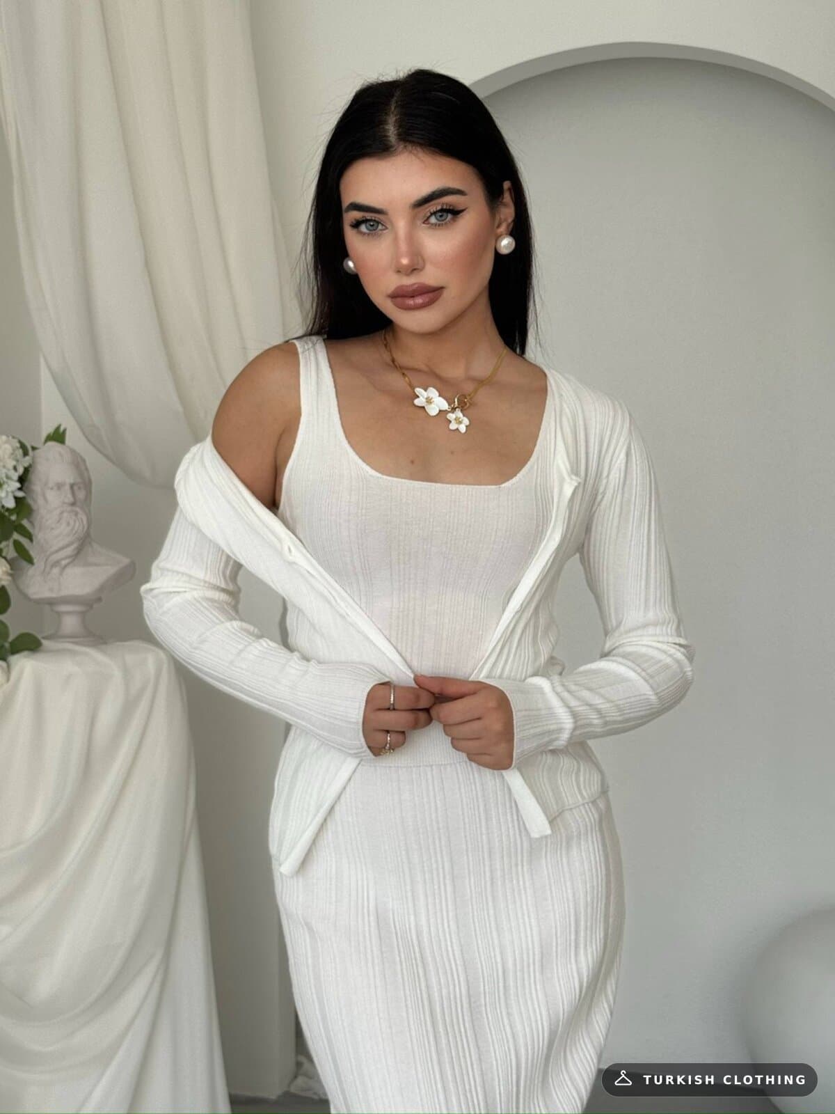 Fersa Triple Team — White in Knitwear – wholesale Women's Dresses by Etika, Turkish clothing manufacturer