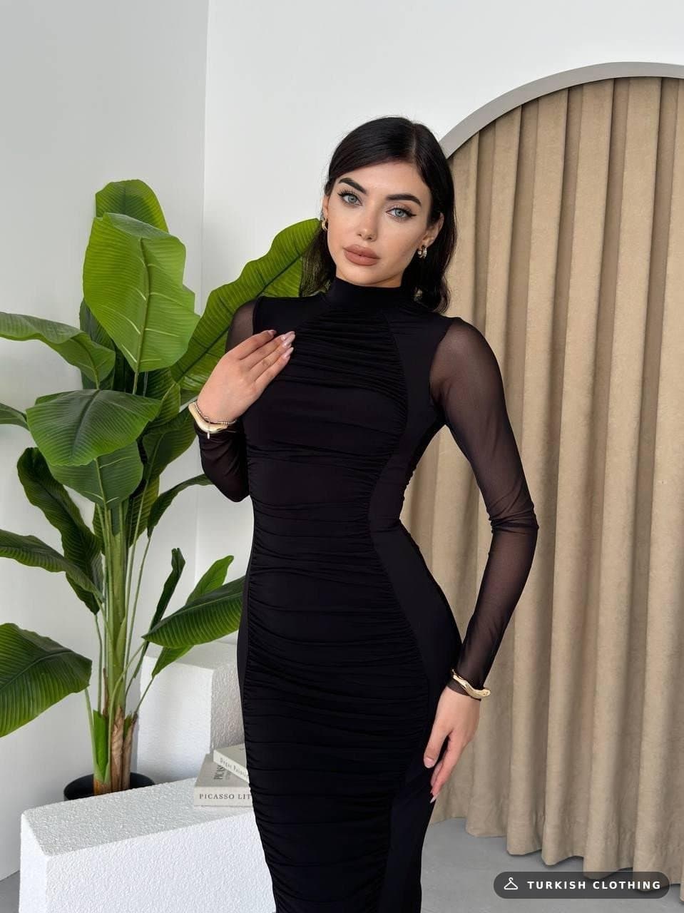 Lisburn Long Sleeve Tulle Dress — Black – wholesale Women's Dresses by Etika, Turkish clothing manufacturer