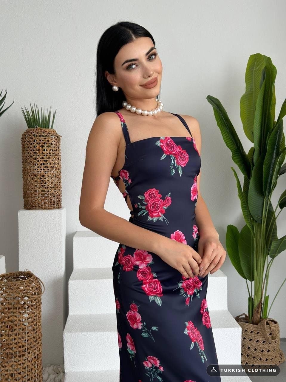 Masella Backless Rope Strap Dress — Navy in Poplin – wholesale Women's Dresses by Etika, Turkish clothing manufacturer