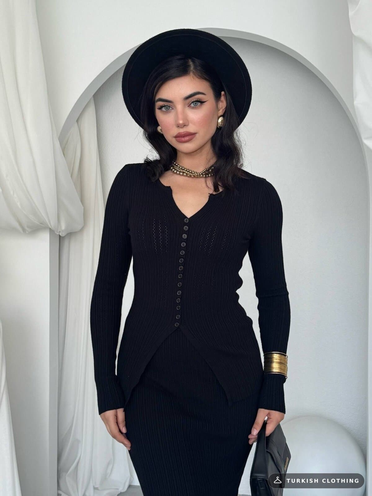 Masulem Double Team — Black in Knitwear – wholesale Women's Dresses by Etika, Turkish clothing manufacturer