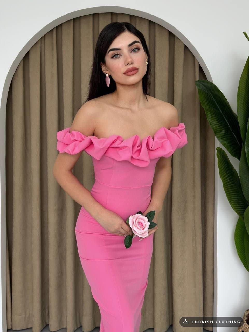 Popi Madonna Collar Pencil Dress — Pink in Poplin · – wholesale Women's Dresses by Etika, Turkish clothing manufacturer