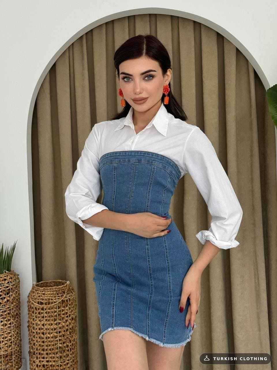 Vinna Strapless Denim Mini Dress — Dark Blue – wholesale Women's Dresses by Etika, Turkish clothing manufacturer