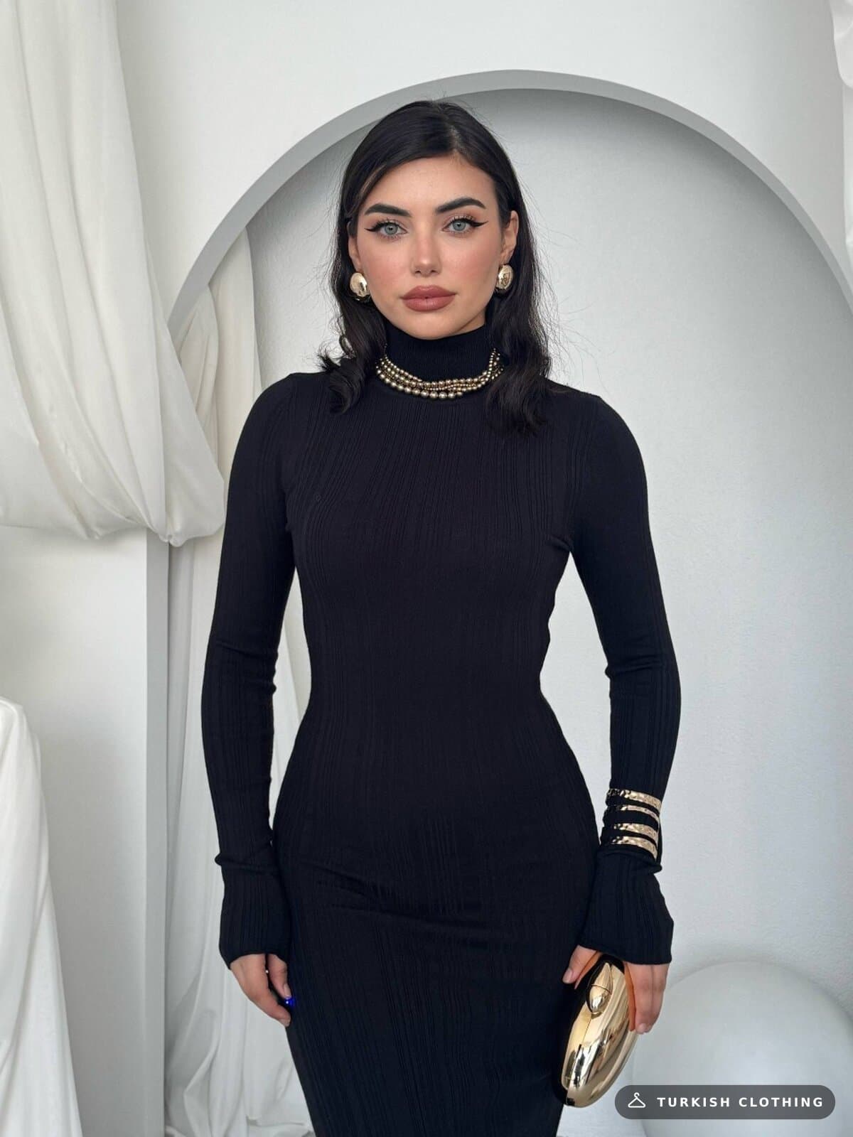 Zuzan Midi Dress — Black in Knitwear – wholesale Women's Dresses by Etika, Turkish clothing manufacturer