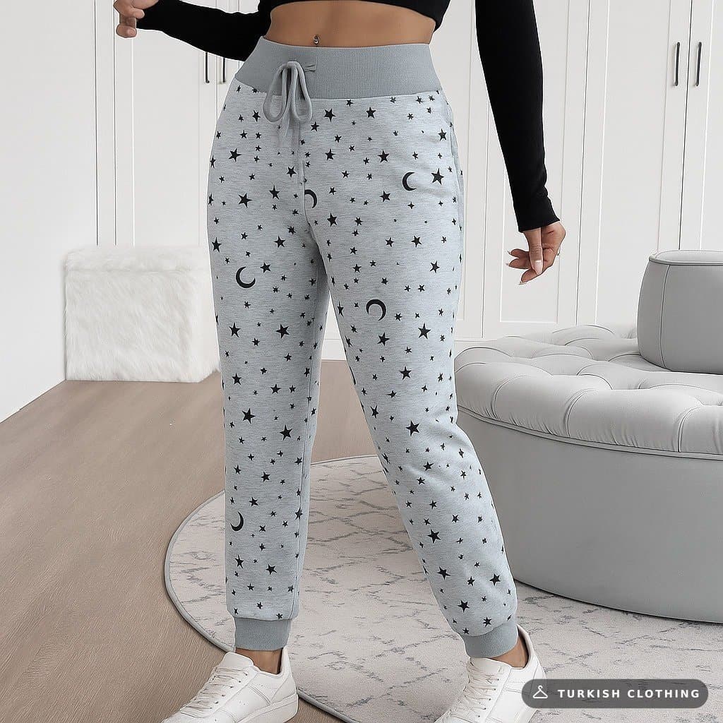 Women's High Waist Lace-Up Patterned Two Thread Trousers, 29931 — Gray – wholesale Trousers by Janes, Turkish clothing