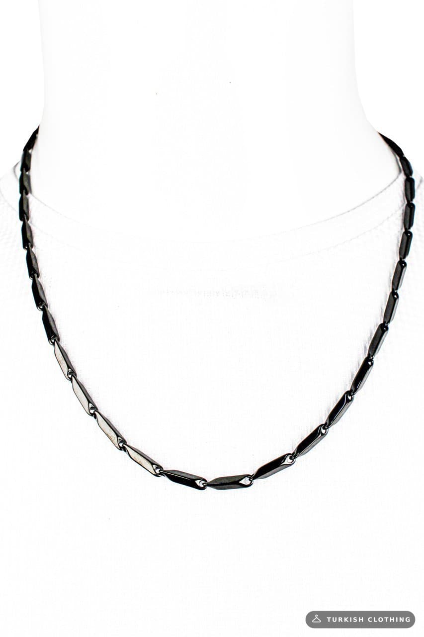 Men's Anthracite Silver Steel Chain Necklace – wholesale Shirts by Varetta, Turkish clothing manufacturer
