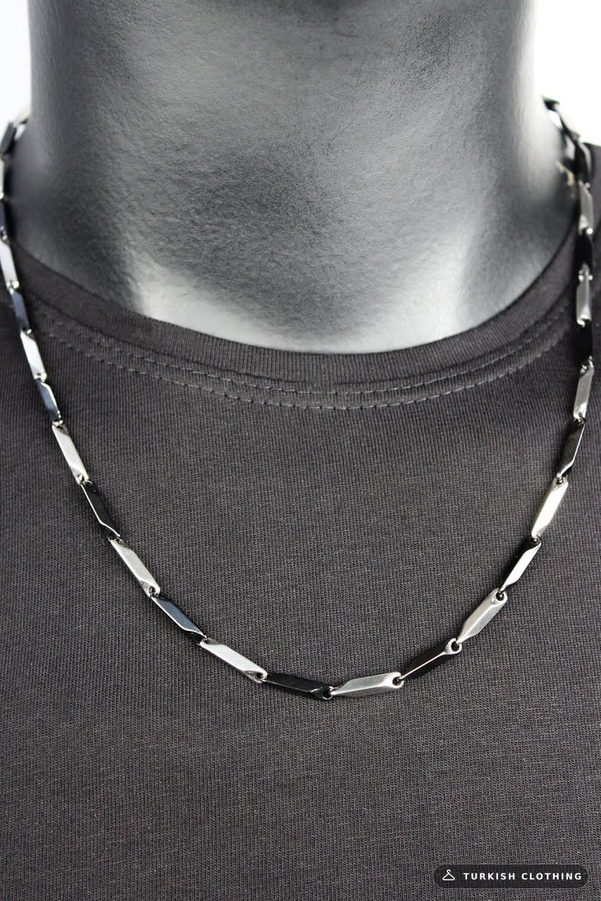 Men's Black Gray Silver Steel Chain Necklace – wholesale Shirts by Varetta, Turkish clothing manufacturer