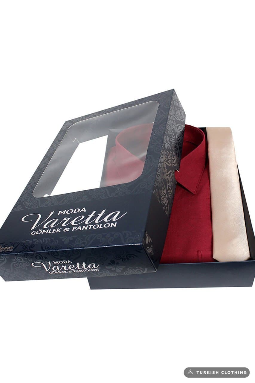 Men's Burgundy Classic Cut Long Sleeve Single Pocket Shirt Powder Color Tie — Powder Pink – wholesale Shirts by Varetta,