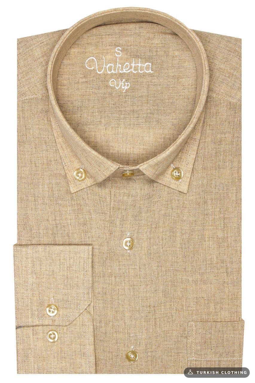 Men's Camel Color 100% Cotton Classic Cut Shirt – wholesale Shirts by Varetta, Turkish clothing manufacturer