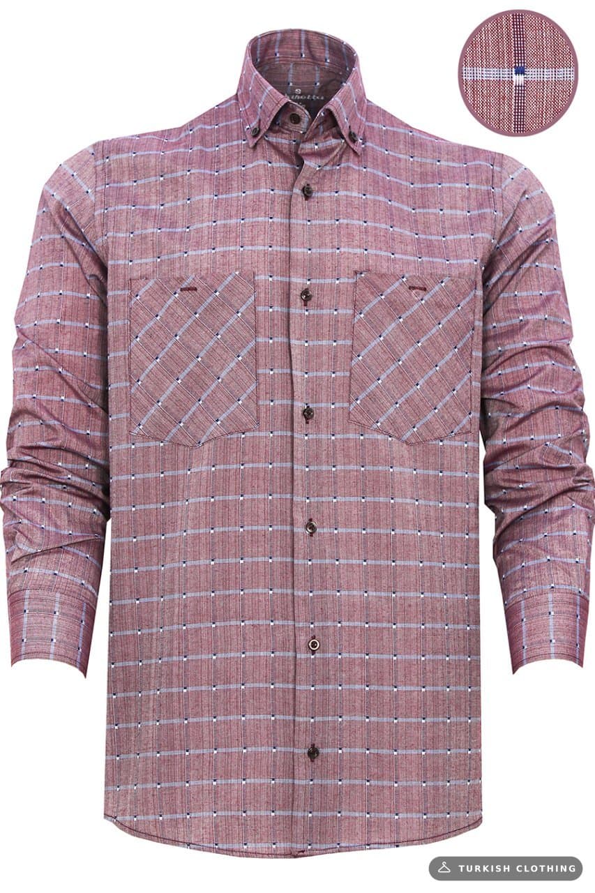 Men's Cherry Rotten Classic Cut Collar Buttoned Double Pocket Long Sleeve Shirt – wholesale Shirts by Varetta, Turkish