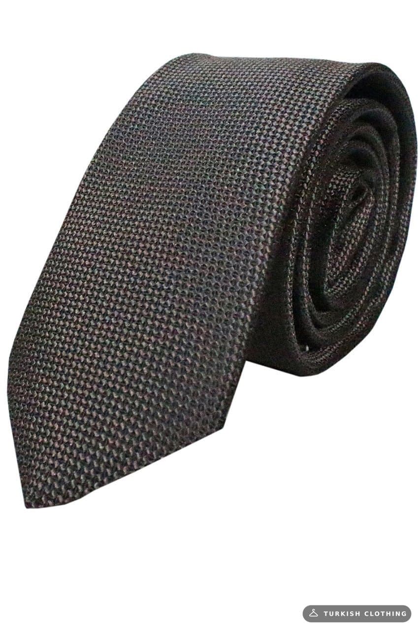 Men's Chocolate Brown Dobby Eyelet Patterned Narrow Tie – wholesale Shirts by Varetta, Turkish clothing manufacturer
