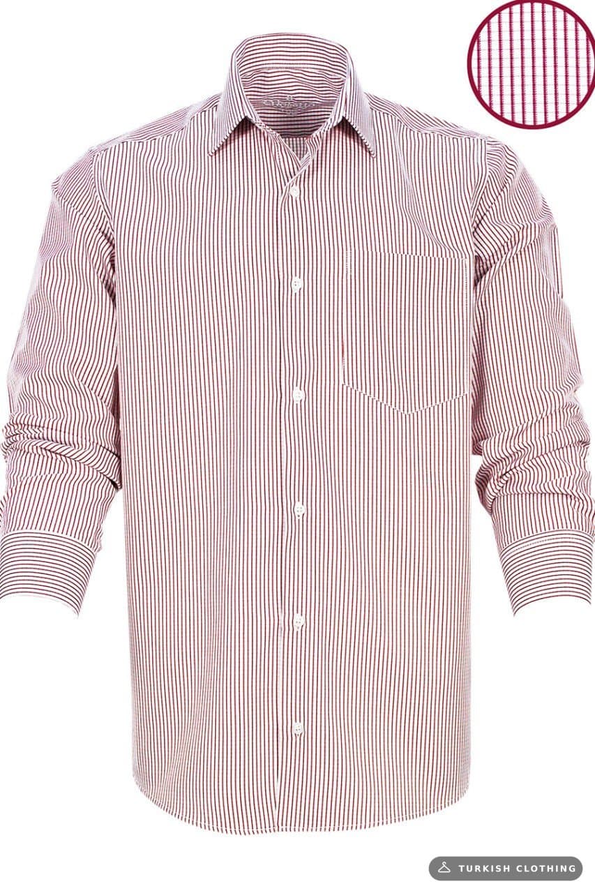 Men's Claret Red Classic Cut Checkered Single Pocket Long Sleeve Shirt – wholesale Shirts by Varetta, Turkish clothing