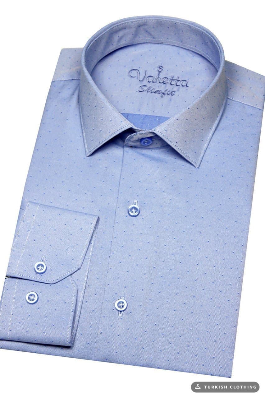Men's Dark Blue Slim Fit Patterned Long Sleeve Shirt Without Pocket – wholesale Shirts by Varetta, Turkish clothing