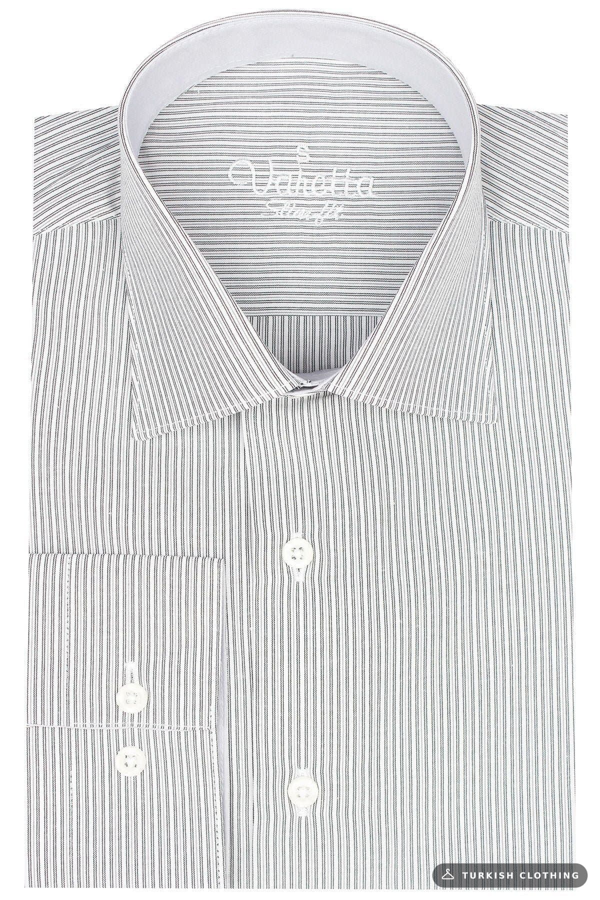 Men's Gray Slim Fit Striped Long Sleeve Shirt – wholesale Shirts by Varetta, Turkish clothing manufacturer