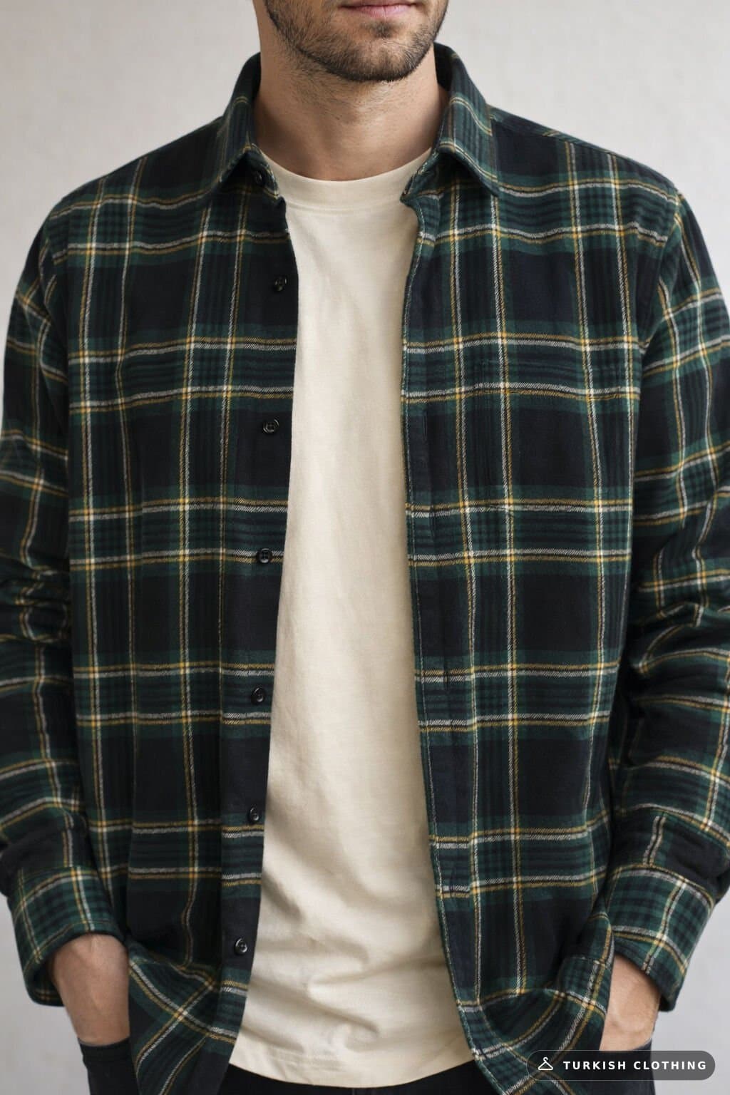Men's Green Lumberjack Shirt with Pockets Wide Cut Thick Winter – wholesale Shirts by Varetta, Turkish clothing manufacturer