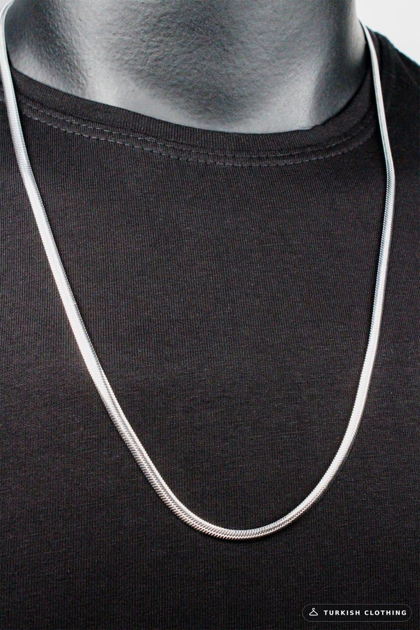 Men's Light Gray Silver Steel Chain Necklace – wholesale Shirts by Varetta, Turkish clothing manufacturer