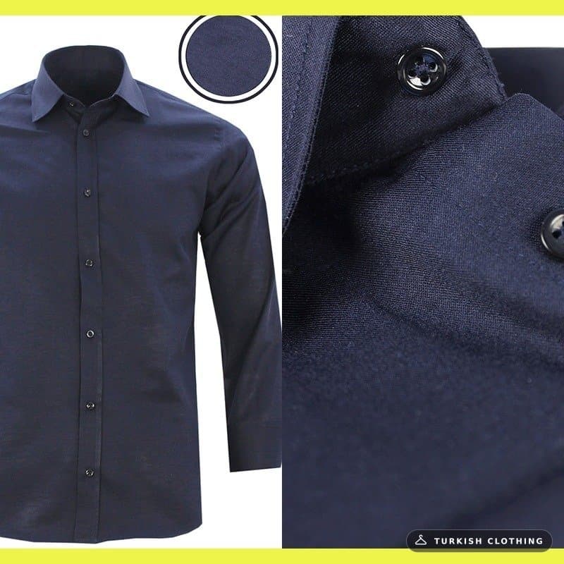 Men's Navy Blue Plain Slim Fit Long Sleeve Shirt – wholesale Shirts by Varetta, Turkish clothing manufacturer