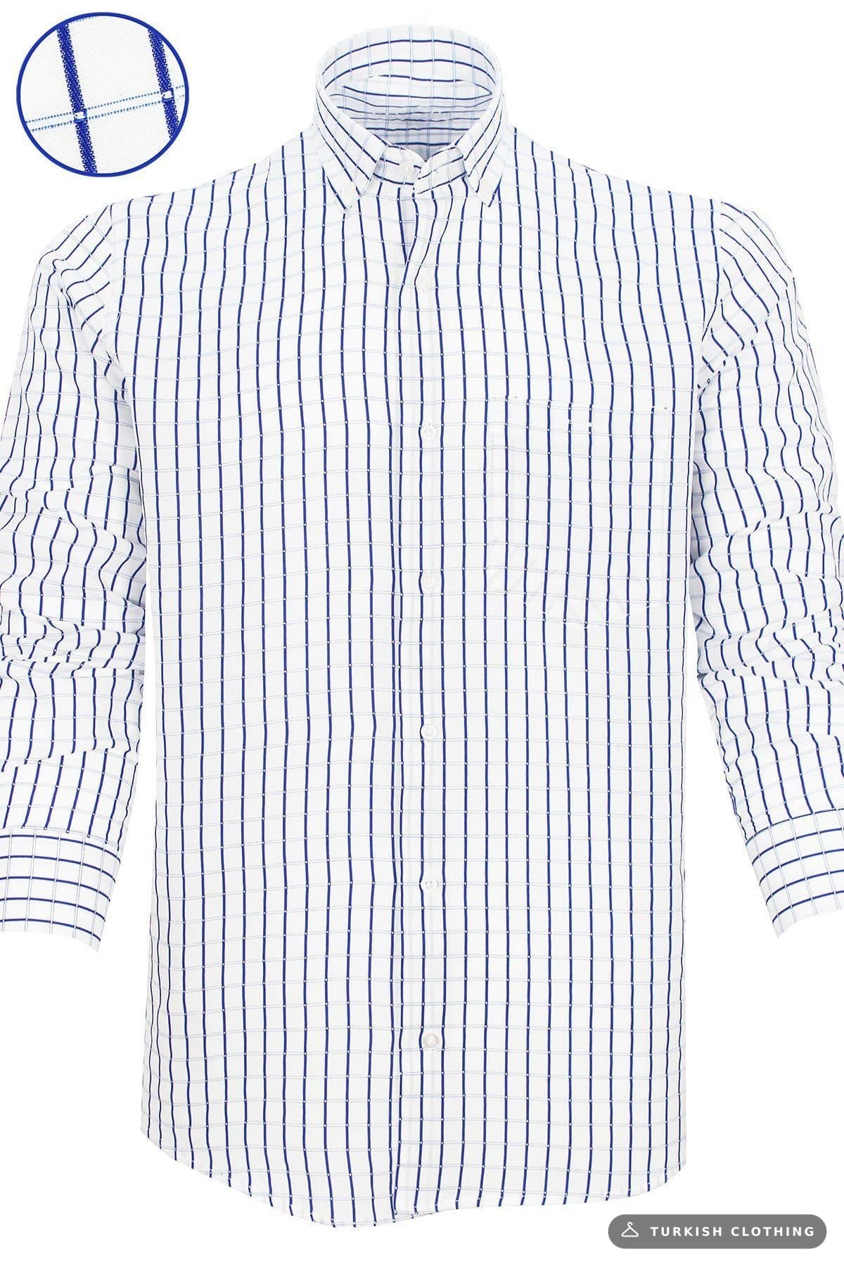Men's Parliament Checked Pattern Long Sleeve Buttoned Collar Classic Cut Shirt White – wholesale Shirts by Varetta, Turkish