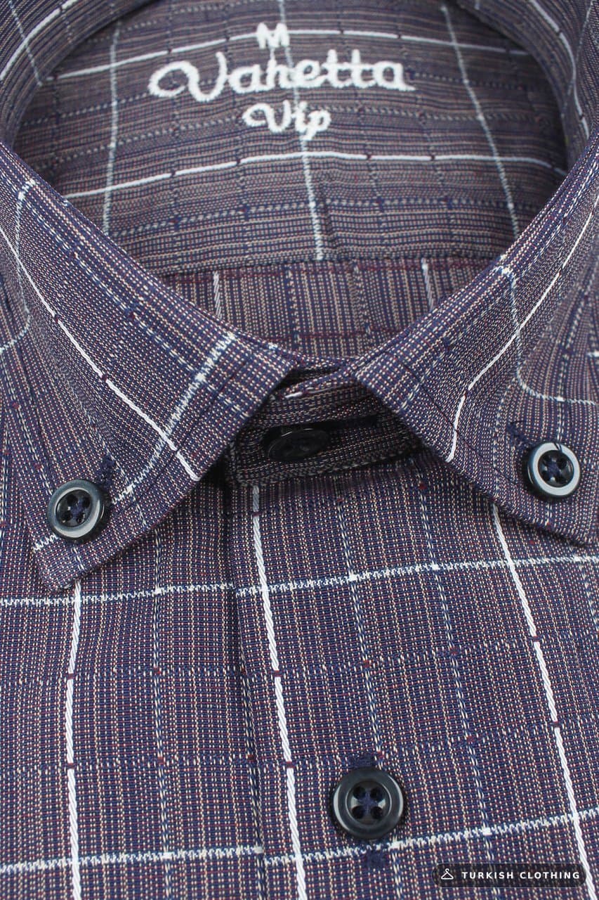 Men's Plum Short Sleeve Classic Cut Collar Buttoned Single Pocket Shirt – wholesale Shirts by Varetta, Turkish clothing