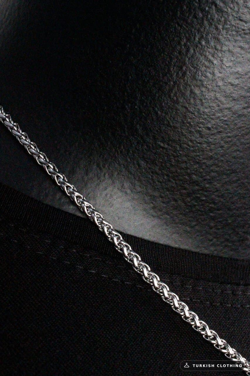 Men's Polar Gray Silver Steel Chain Necklace – wholesale Shirts by Varetta, Turkish clothing manufacturer