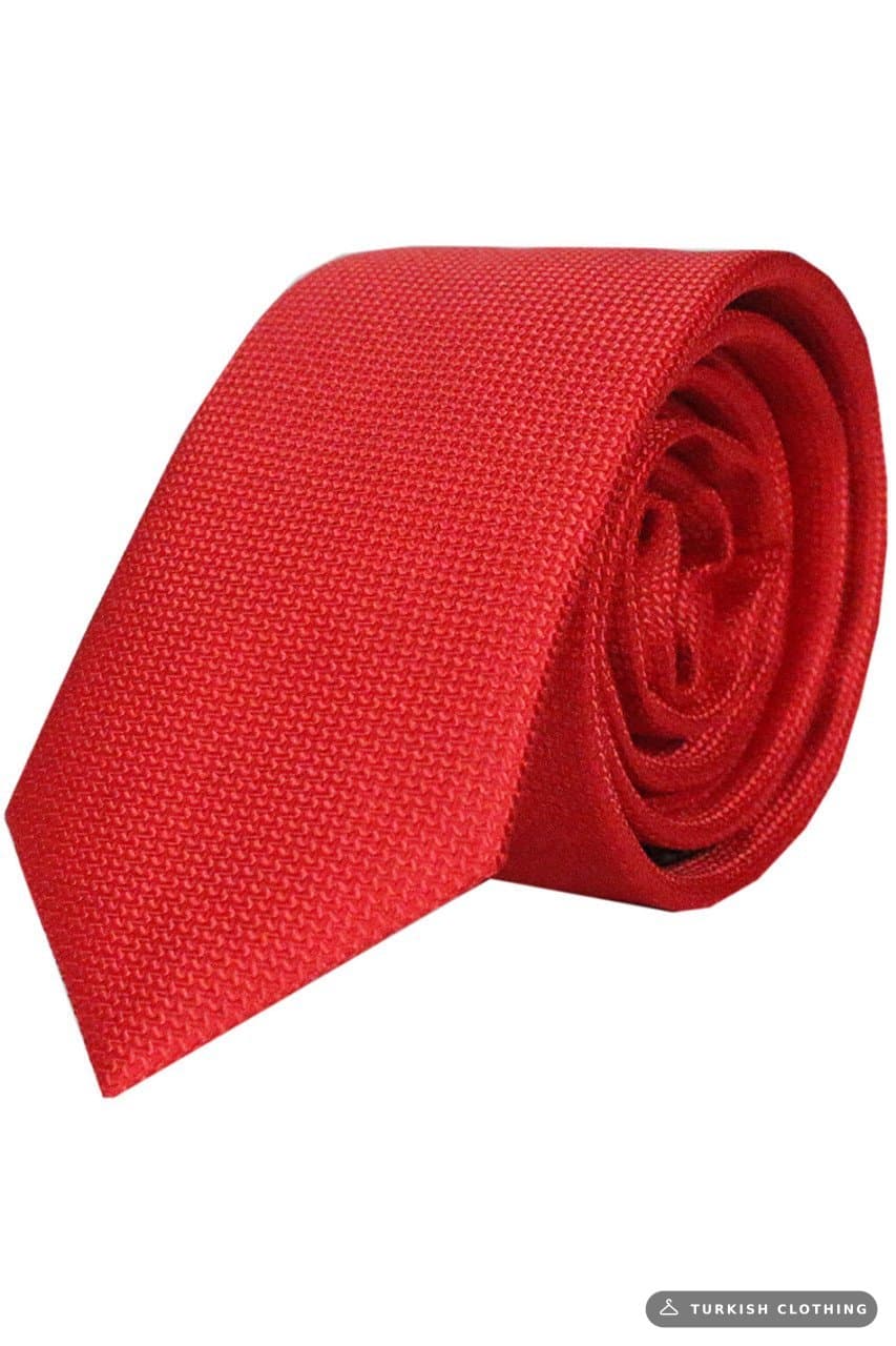 Men's Red Dobby Eyelet Patterned Narrow Tie – wholesale Shirts by Varetta, Turkish clothing manufacturer