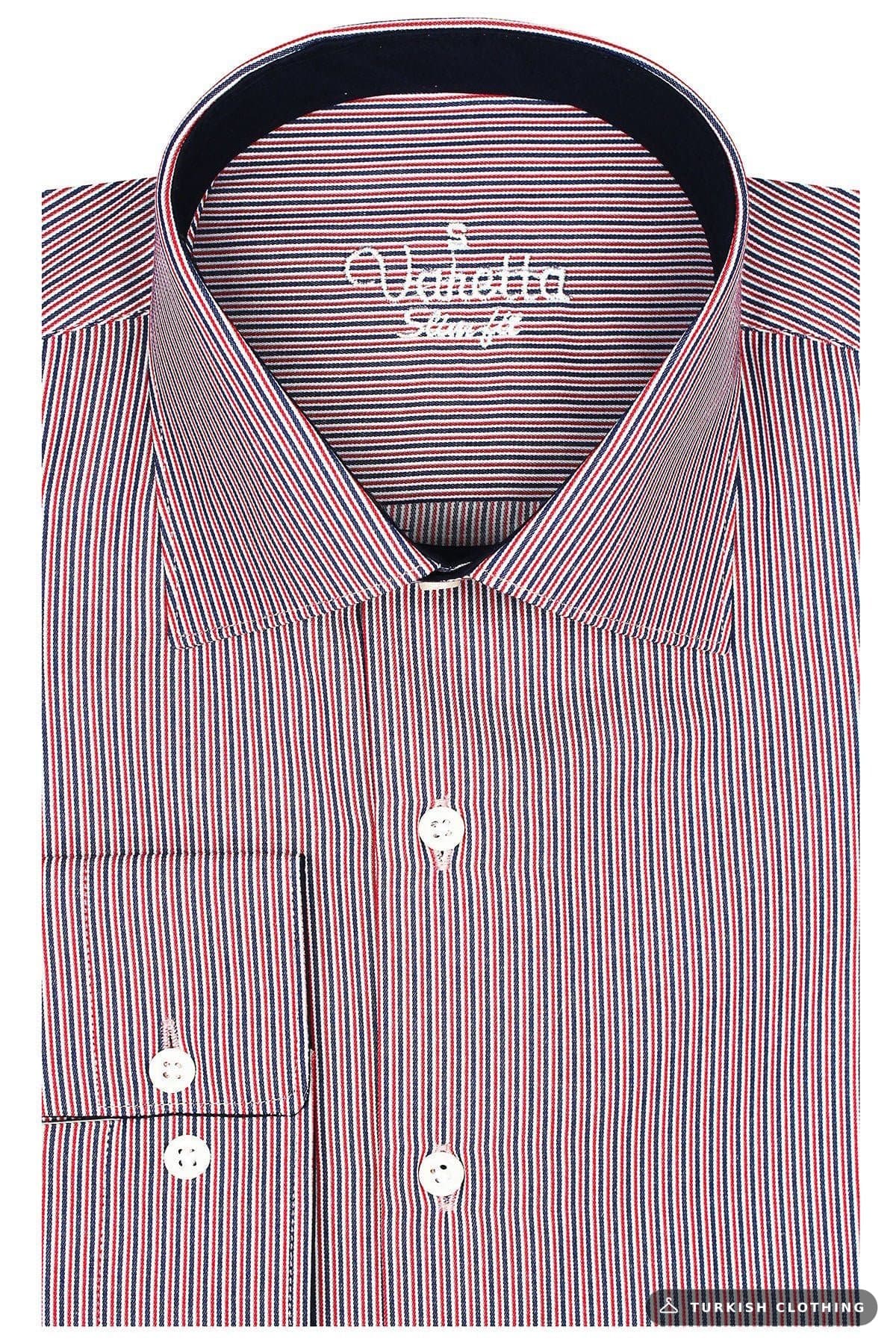 Men's Red Slim Fit Striped Long Sleeve Shirt – wholesale Shirts by Varetta, Turkish clothing manufacturer