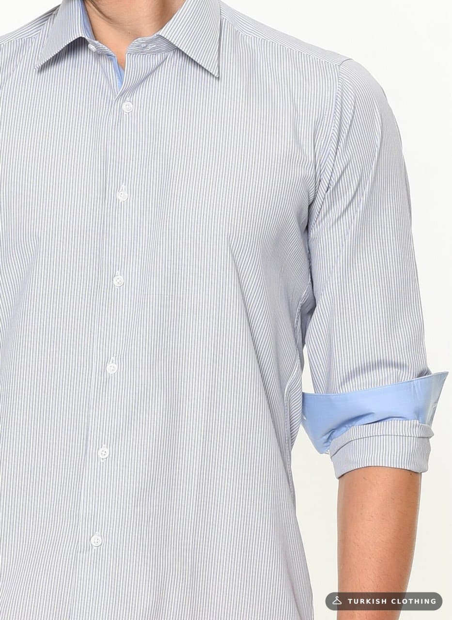Men's Slim Fit Blue Patterned Long Sleeve Shirt – wholesale Shirts by Varetta, Turkish clothing manufacturer