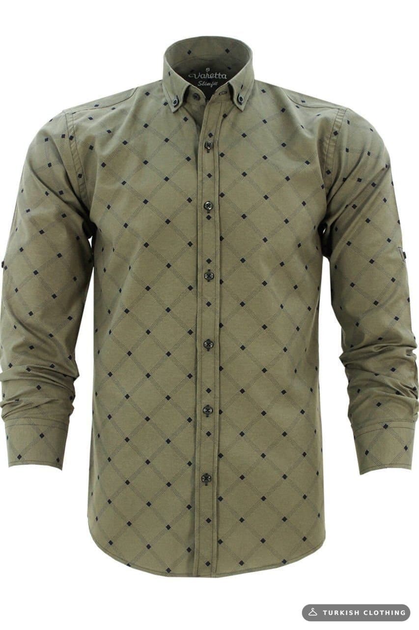Men's Slim Fit Green Patterned Shirt – wholesale Shirts by Varetta, Turkish clothing manufacturer