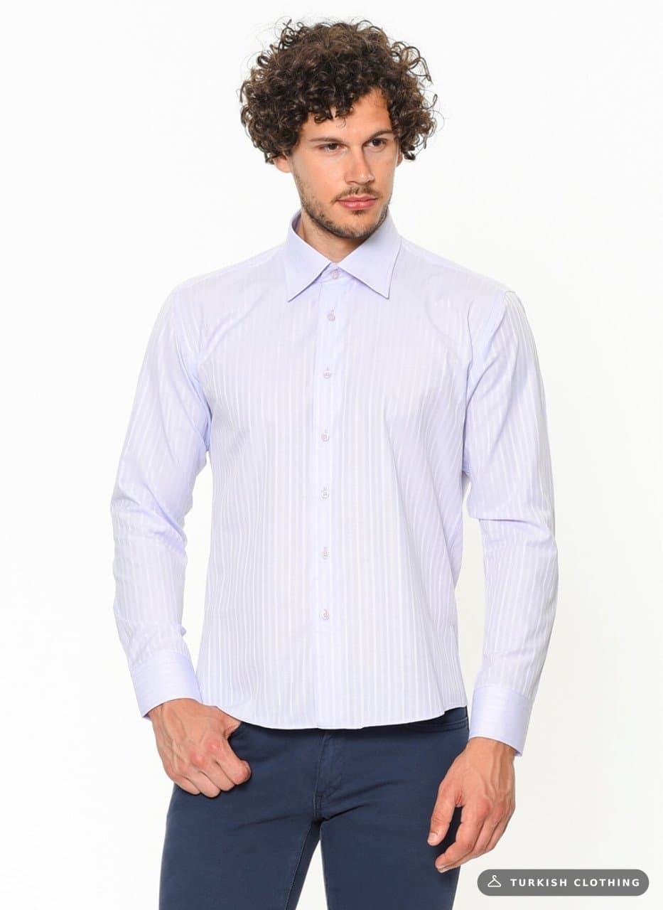 Men's Slim Fit Lilac Patterned Long Sleeve Shirt – wholesale Shirts by Varetta, Turkish clothing manufacturer