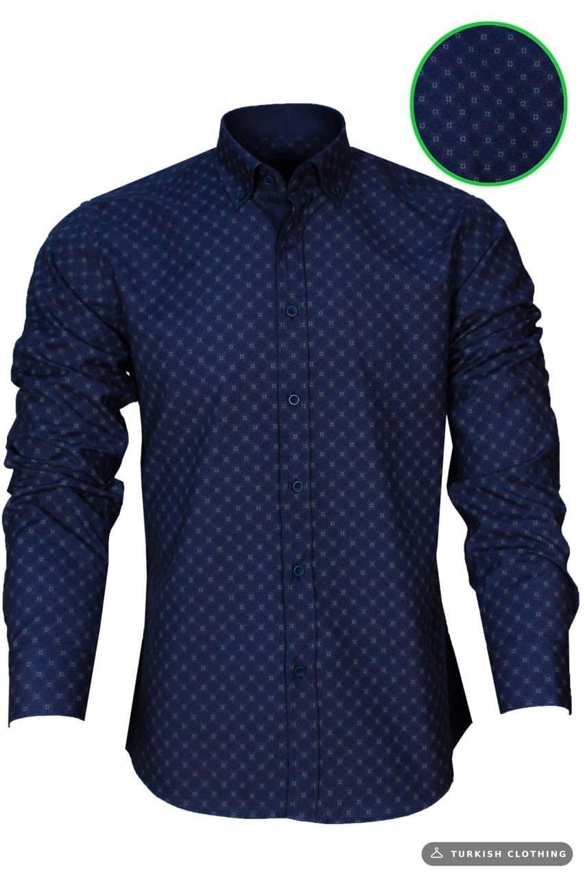 Men's Slim Fit Navy Blue Patterned Shirt – wholesale Shirts by Varetta, Turkish clothing manufacturer