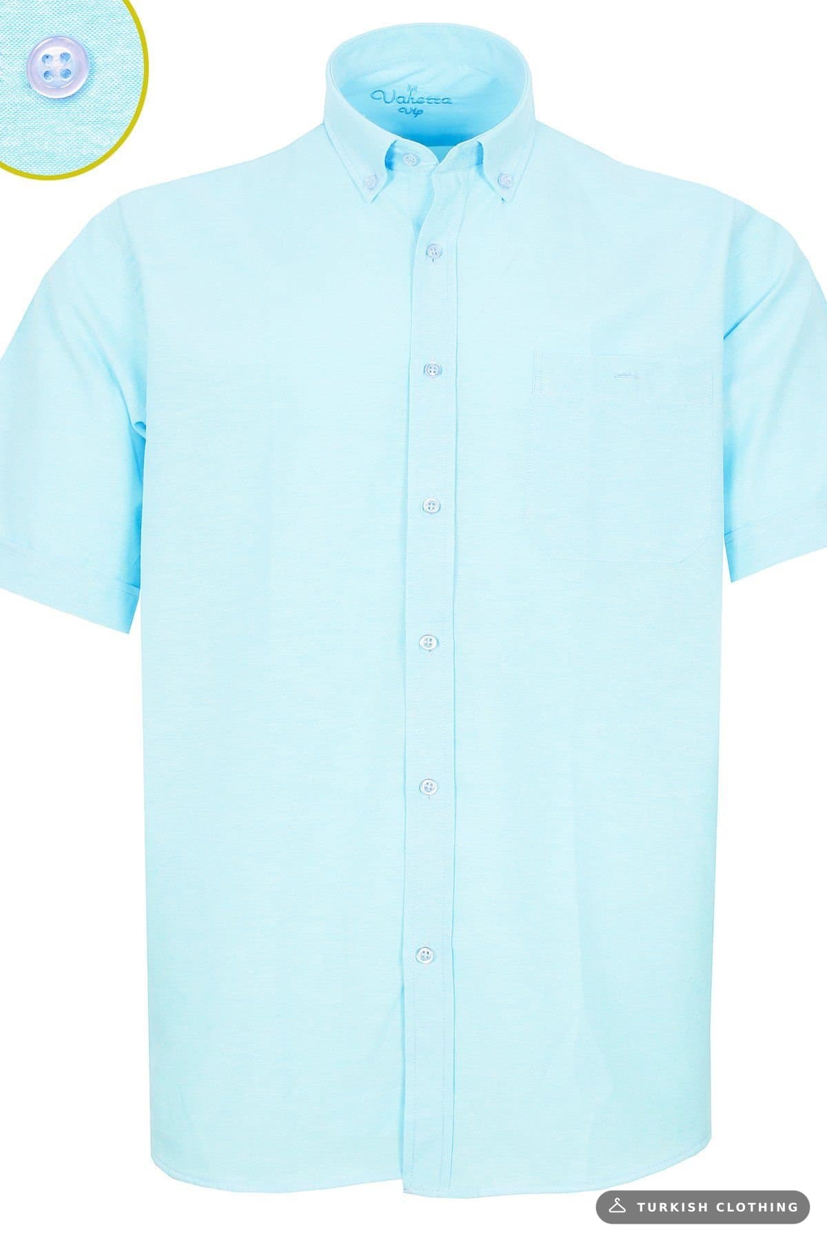 Men's Turquoise Plain Short Sleeve Buttoned Collar Classic Cut Shirt Red – wholesale Shirts by Varetta, Turkish clothing
