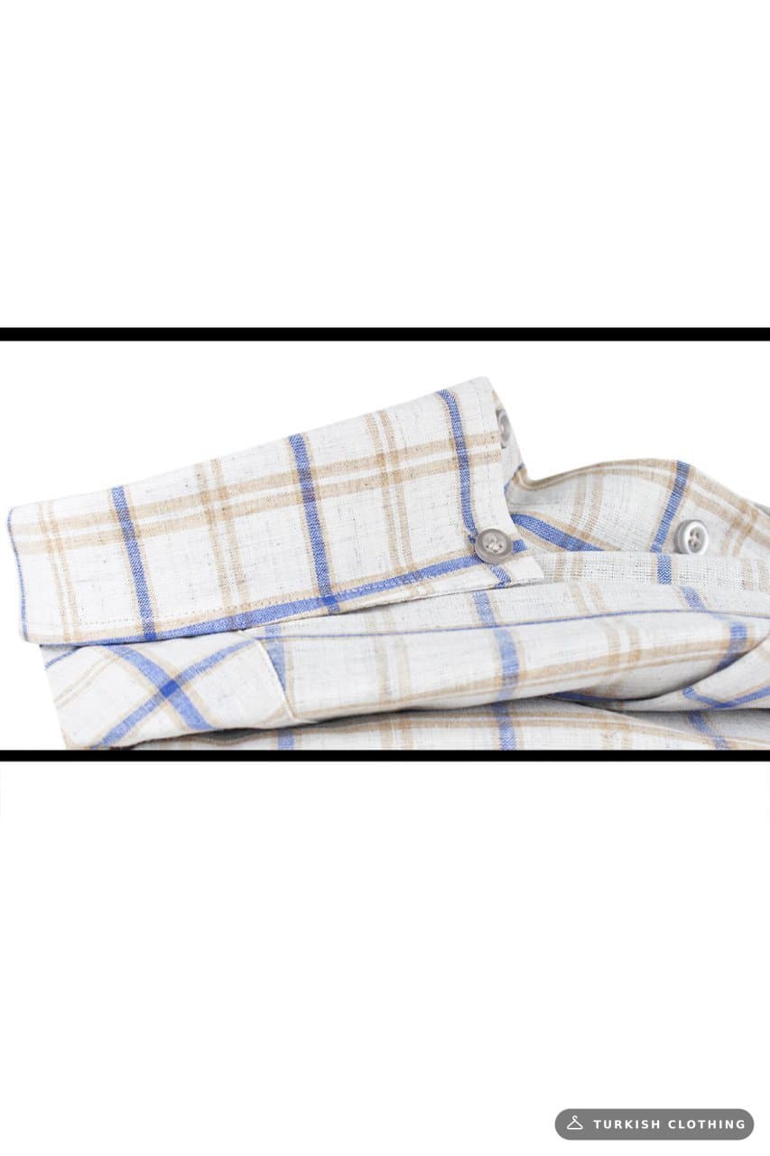 Men's White 100% Cotton Classic Cut Button Collar Pocket Checked Shirt – wholesale Shirts by Varetta, Turkish clothing