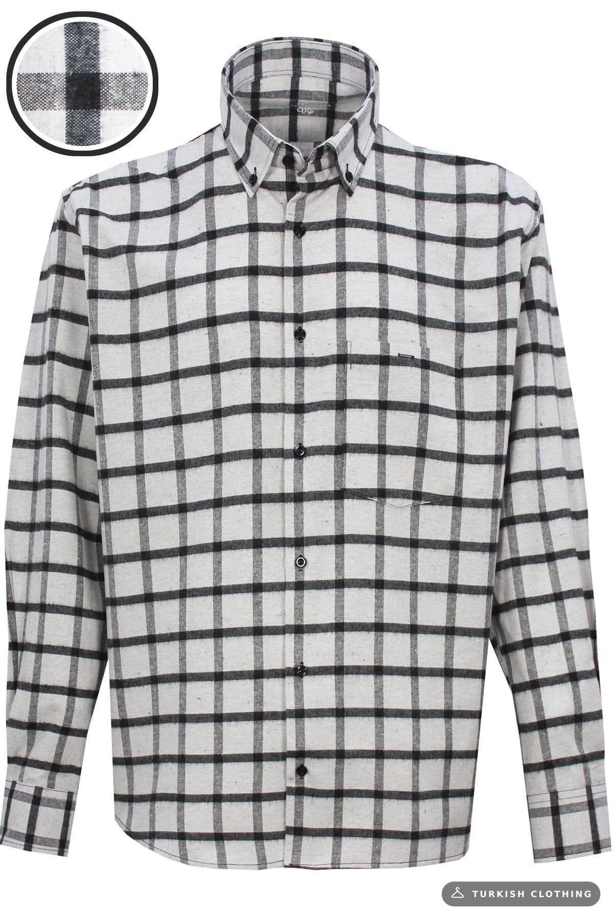 Men's White Collar Buttoned Single Pocket Oversize Thick Winter Shirt — Yellow – wholesale Shirts by Varetta, Turkish