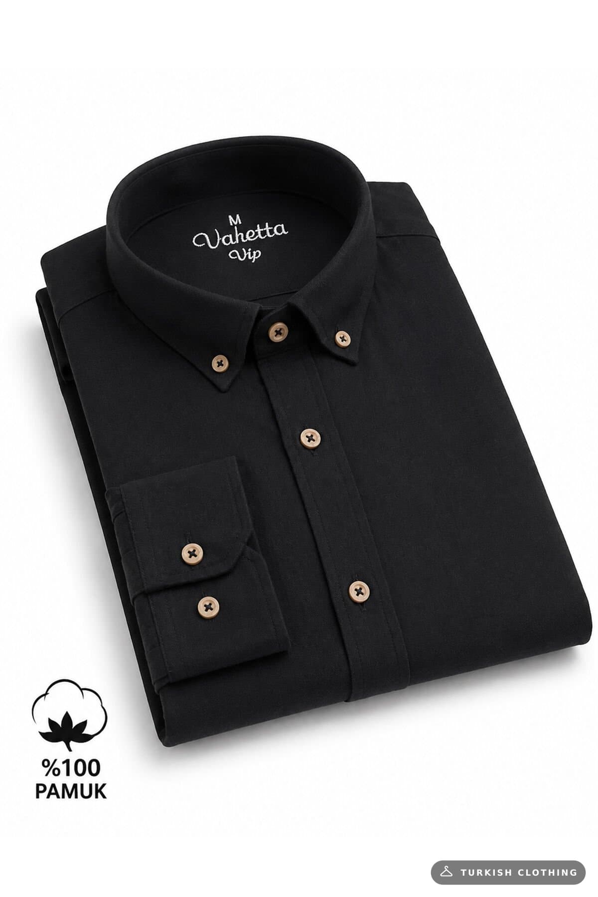 Varetta Black Linen Men's Shirt Long Sleeve Pocket Cotton Comfortable Summer – wholesale Shirts by Varetta, Turkish clothing