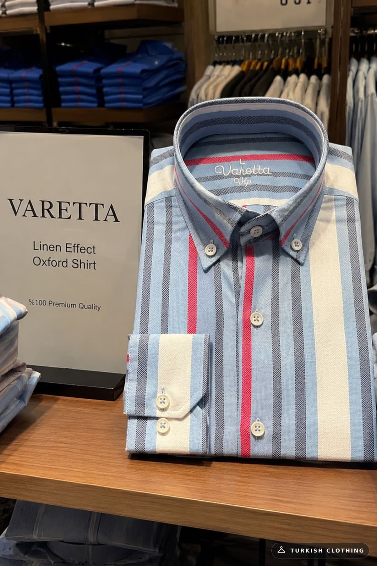Varetta Blue Striped Shirt Cotton No Pocket Long Sleeve Classic Cut – wholesale Shirts by Varetta, Turkish clothing