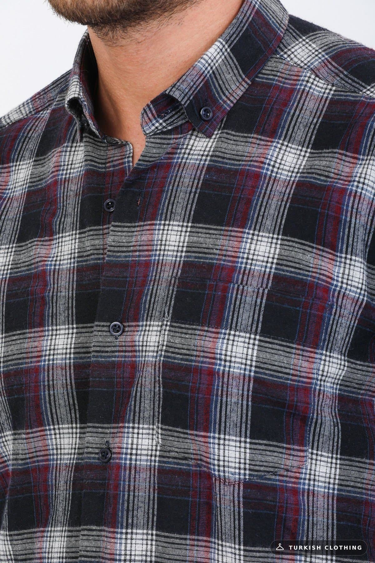 Varetta Men's Black Checkered Classic Cut Collar Buttoned Winter Shirt – wholesale Shirts by Varetta, Turkish clothing