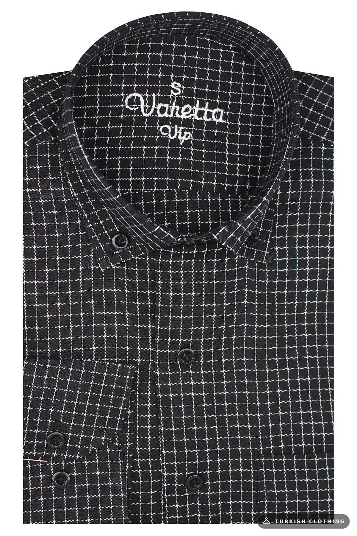 Varetta Men's Black Checkered Long Sleeve Shirt — Brown – wholesale Shirts by Varetta, Turkish clothing manufacturer
