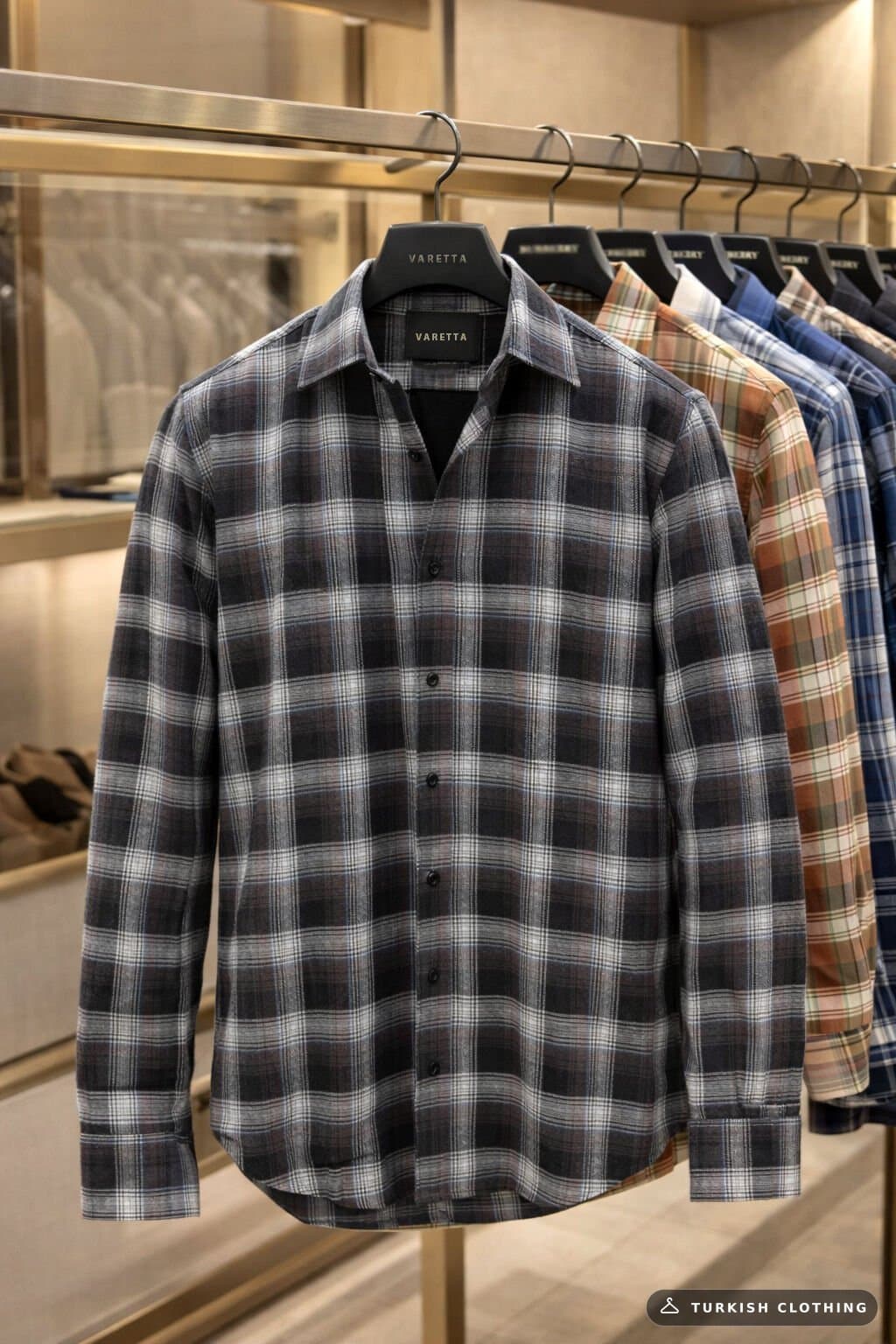 Varetta Men's Black Checkered Winter Shirt with Pockets Classic Cut – wholesale Shirts by Varetta, Turkish clothing