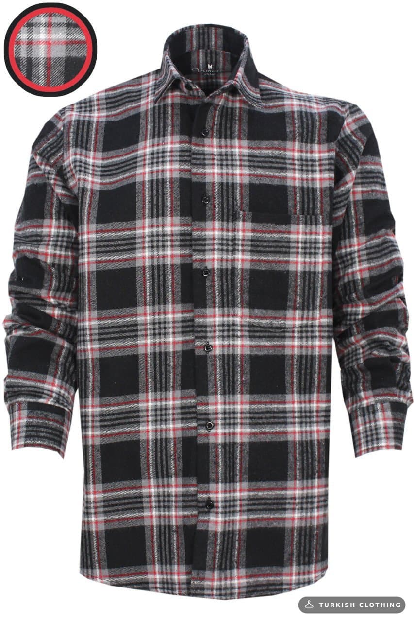 Varetta Men's Black Classic Cut Thick Winter Lumberjack Shirt – wholesale Shirts by Varetta, Turkish clothing manufacturer